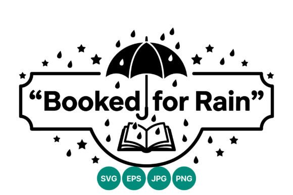 Booked for Rain Umbrella and Book Quote Graphics