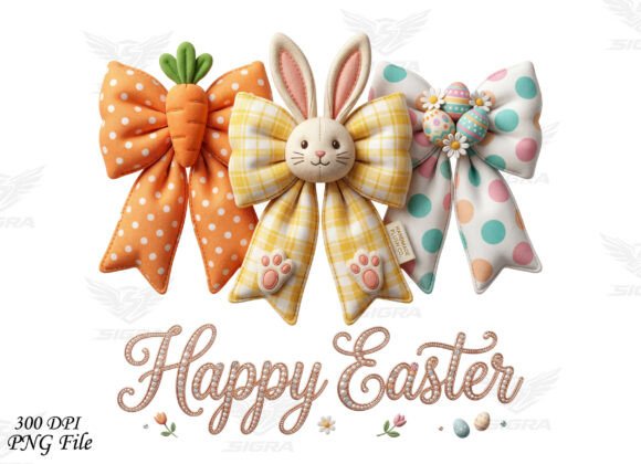 Coquette Bow Bunny SVG,Happy Easter PNG for Graphics & T-Shirt Designs