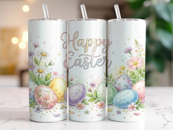 Easter Eggs Flowers Spring Quote Tumbler Graphics and Tumbler Wraps