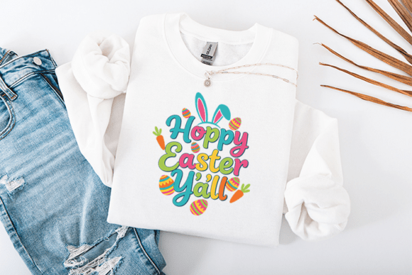 Hoppy Easter Yall Bunny Quote Design Graphics for T-Shirt Designs