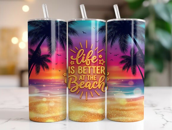 Summer Beach Sunset Quote 20oz Tumbler Graphics Review