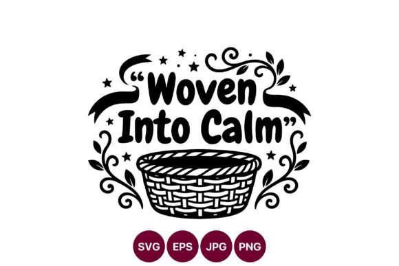 Woven Basket with Calm Quote Black and Graphics for Illustrations